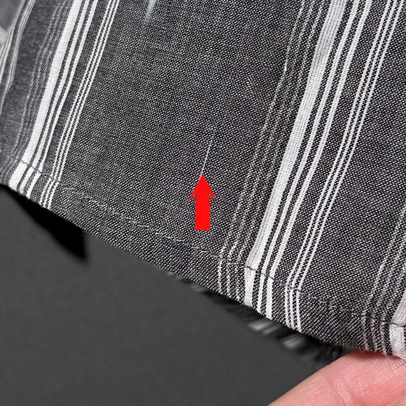 Style & Co Petite Gray Button Down Ruffle Bling Metallic Thread Stripes Size 4P - Picture 12 of 16